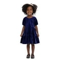 thumbnail image 1 of Wonder Nation Toddler Girls Tiered Velvet Dress with Puff Sleeves, Sizes 12M-5T, 1 of 9