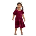 thumbnail image 1 of Wonder Nation Toddler Girls Tiered Velvet Dress with Puff Sleeves, Sizes 12M-5T, 1 of 6