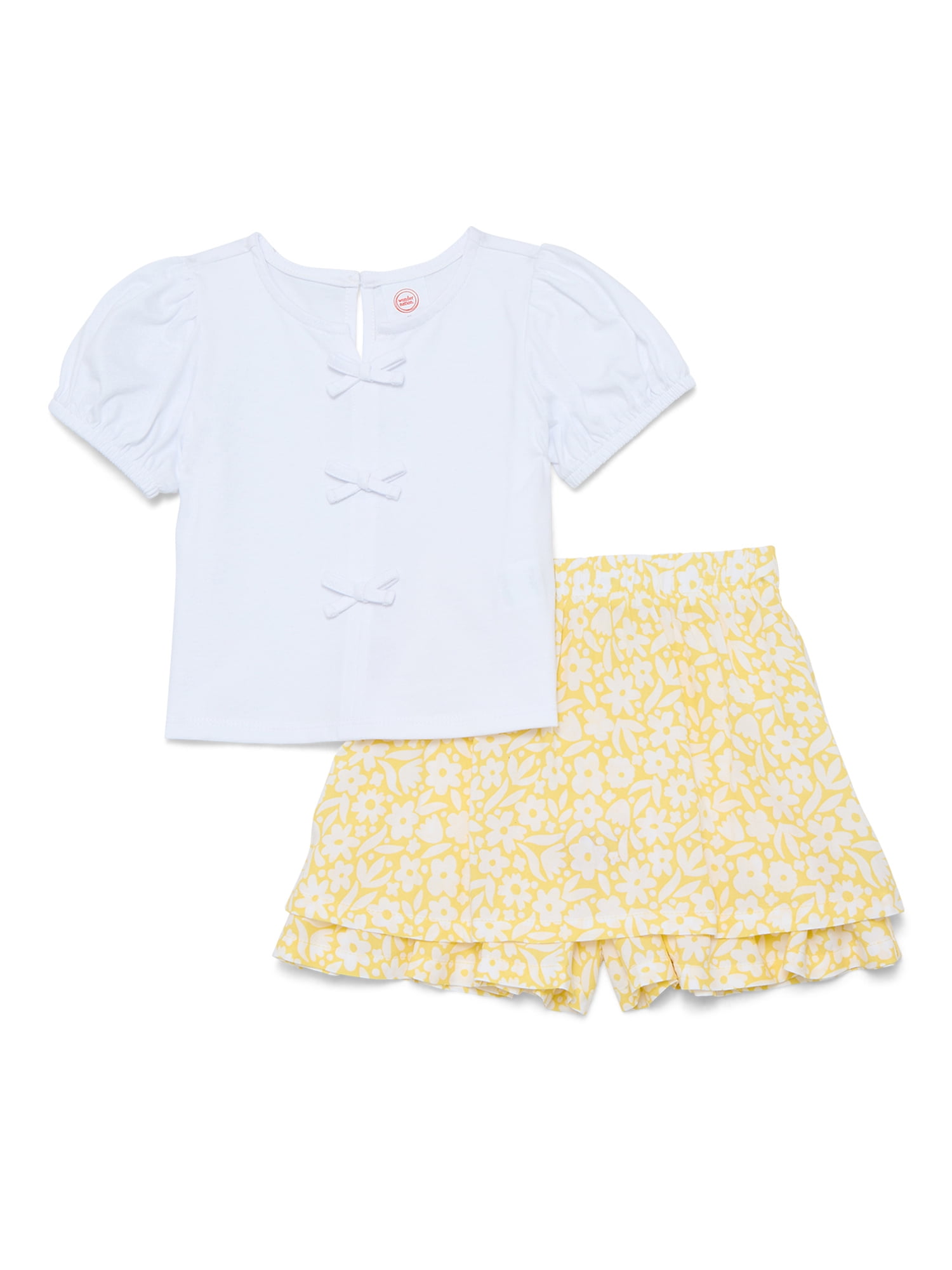 Wonder Nation Toddler Girls Top and Skort Set, 2-Piece, Sizes 12M-5T