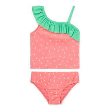 Wonder Nation Toddler Girl Strawberry Ruffle Tankini, Two-Piece, Sizes 12M-5T