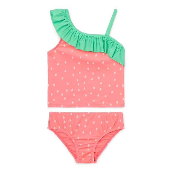 Wonder Nation Toddler Girl Strawberry Ruffle Tankini, Two-Piece, Sizes 12M-5T