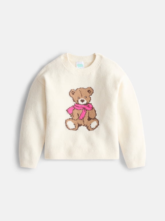 Toddler Girls Bear Crewneck Sweater, Sizes 12M-5T