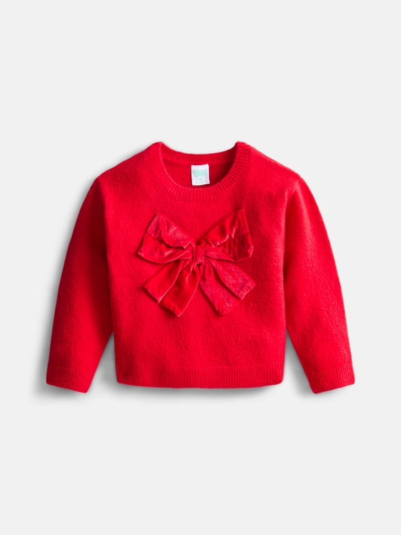Toddler Girls Bow Crewneck Sweater, Sizes 12M-5T