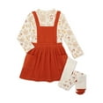 thumbnail image 1 of Wonder Nation Toddler Girl Velvet Pinafore, Top and Tights Outfit Set, 3-Piece, Sizes 12M-5T, 1 of 3