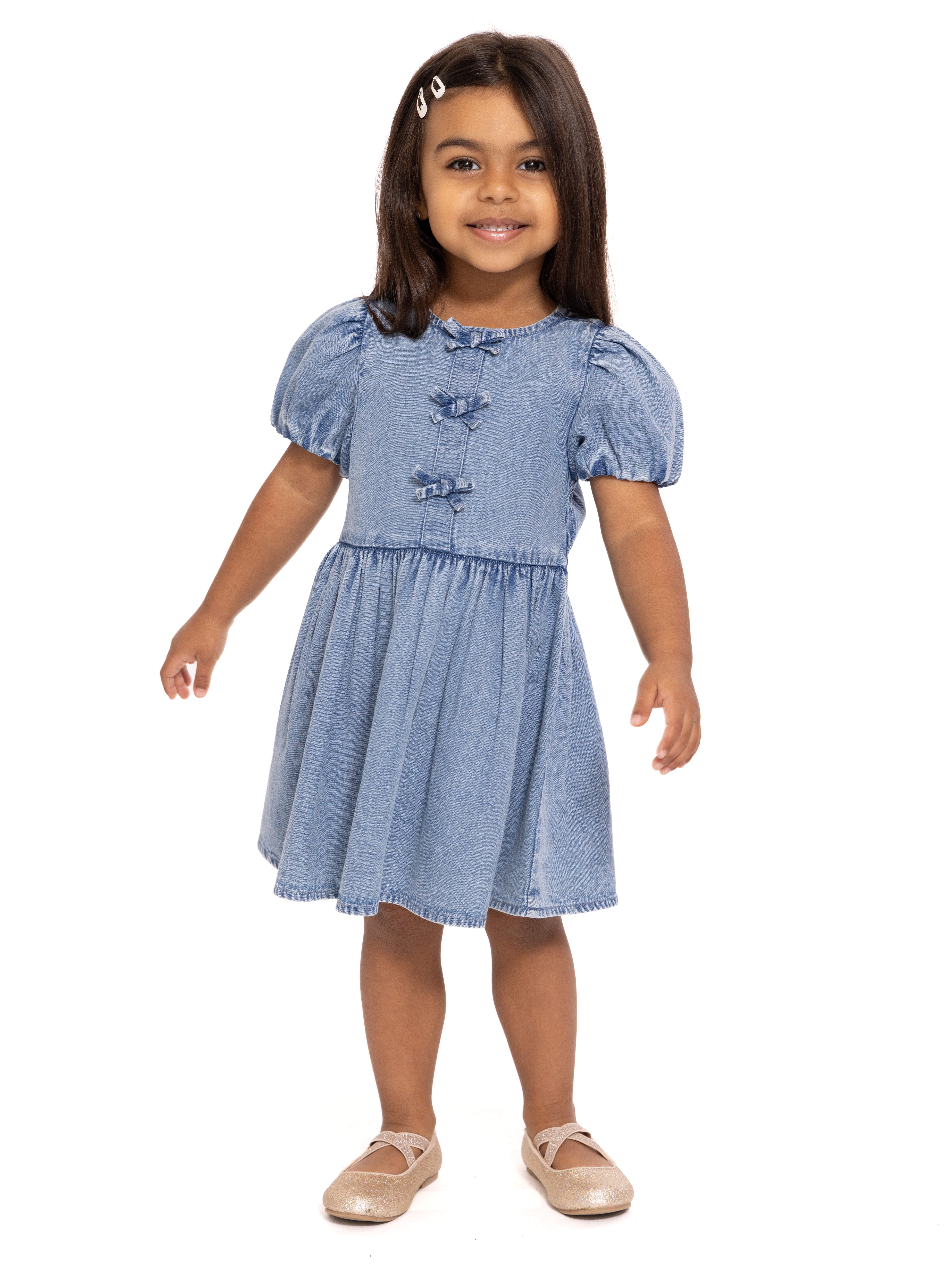 Wonder Nation Toddler Girls Denim Dress with Bubble Sleeves, Sizes 12m-5t, Toddler Girl's, Size: 18M, Blue Wonder Nation Toddler Girls Denim Dress with Bubble Sleeves, Sizes 12m-5t, Toddler Girl's, Size: 18M, Blue