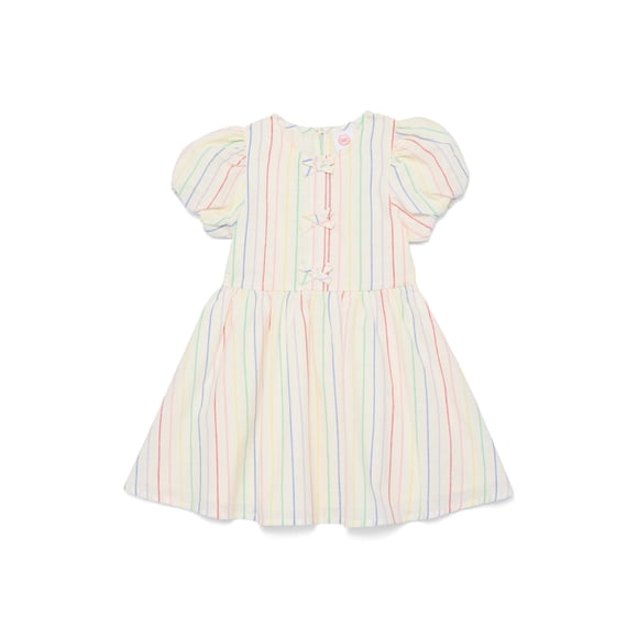 Wonder Nation Toddler Girls Stripe Dress with Bubble Sleeves, Sizes 12M-5T