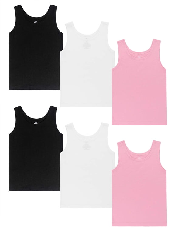 Toddler Girl's Cotton Undershirt Tank Top, 6-Pack, Sizes 2T-3T