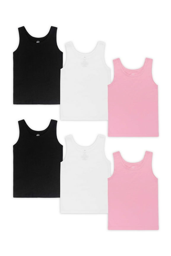 Toddler Girl's Cotton Undershirt Tank Top, 6-Pack, Sizes 4T-5T
