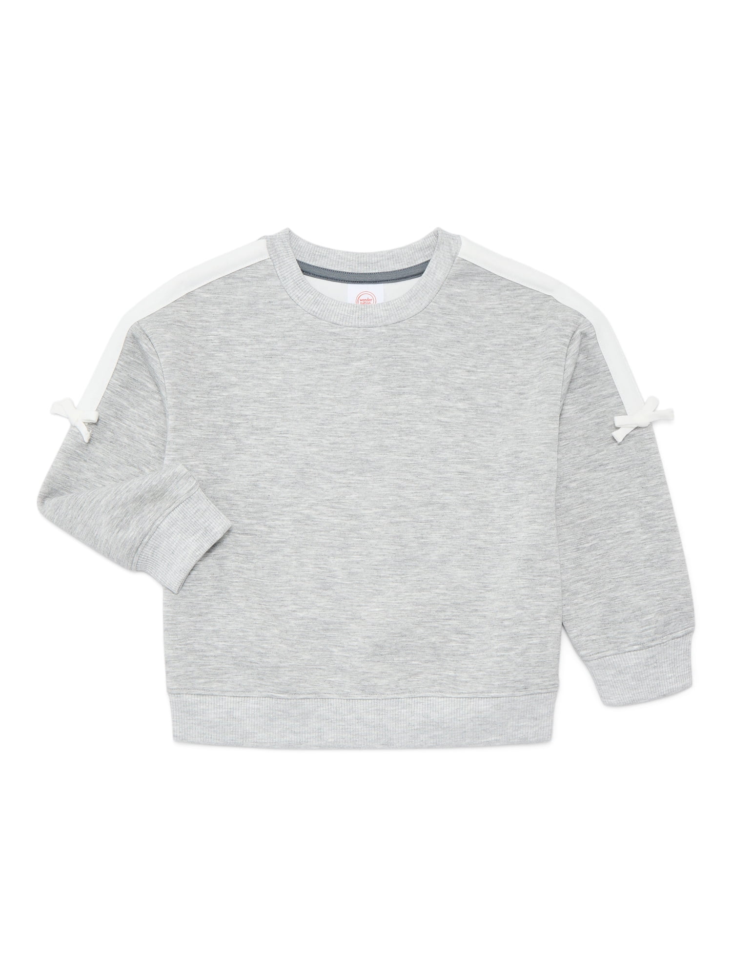 Wonder Nation Toddler Girls Crewneck Pullover with Bows, Sizes 12M-5T
