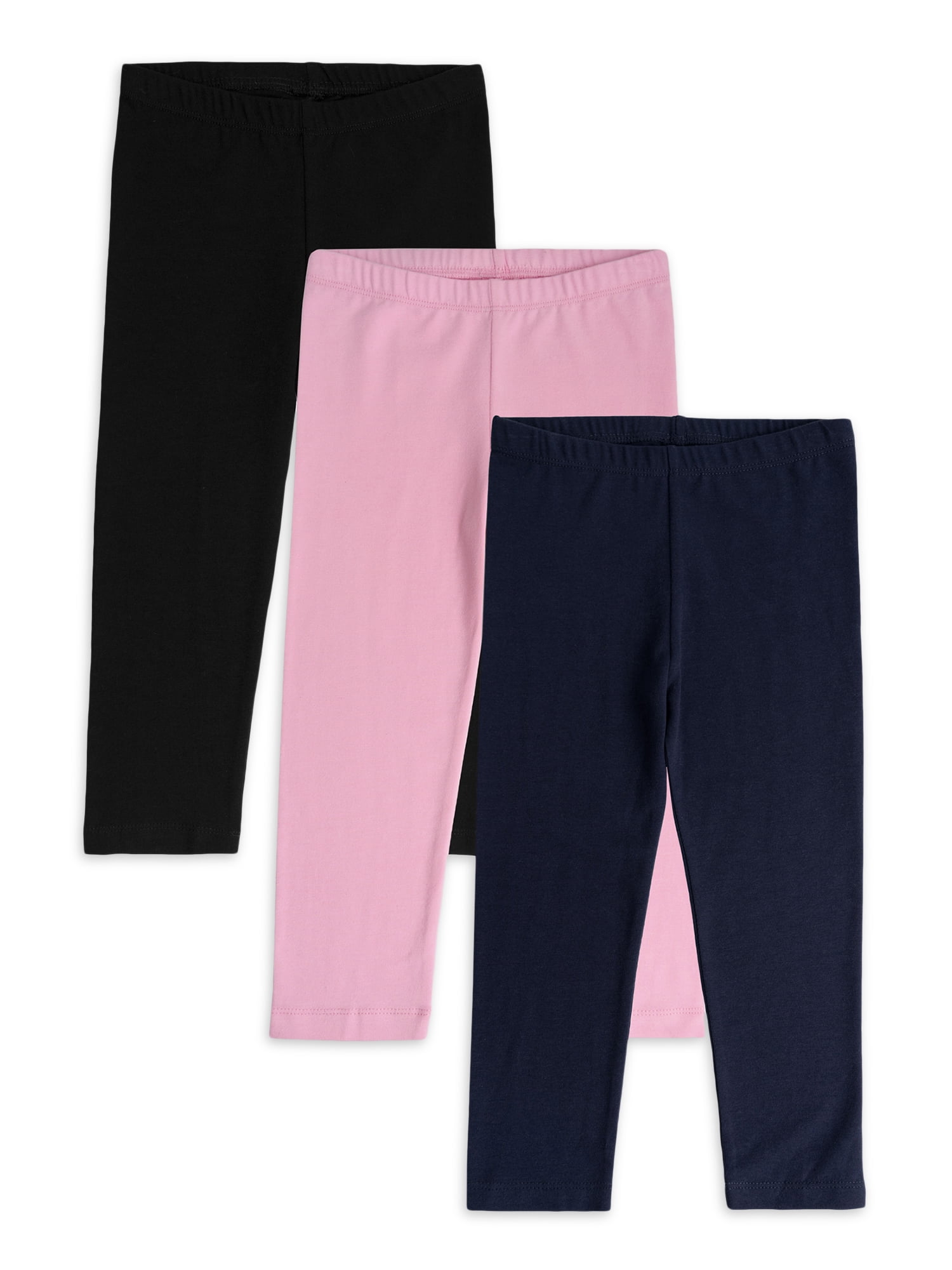 Wonder Nation Toddler Girl's Full-Length Knit Leggings, 3-Pack, Sizes 2T-5T