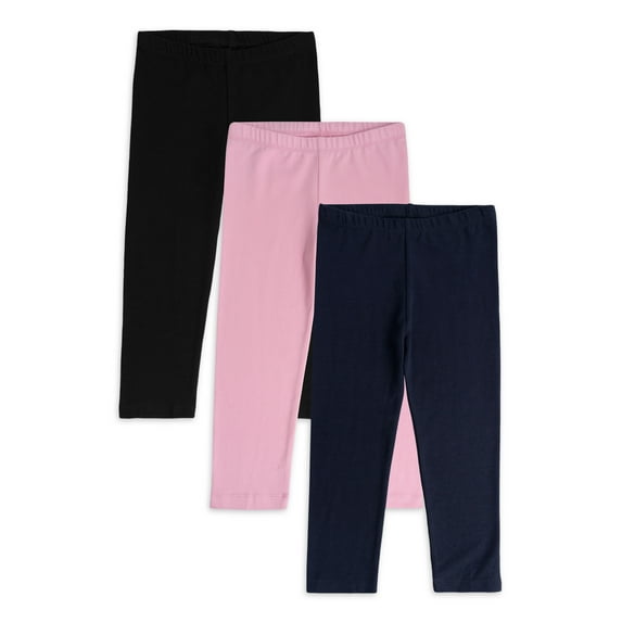Wonder Nation Toddler Girl's Full-Length Knit Leggings, 3-Pack, Sizes 2T-5T