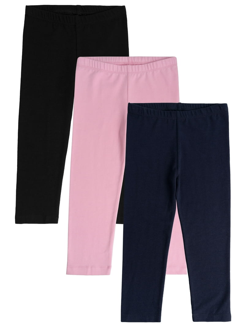 Wonder Nation Toddler Girl's Full-Length Knit Leggings, 3-Pack, Sizes 2T-5T