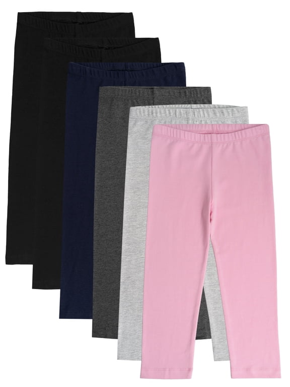 Toddler Girl's Full-Length Knit Leggings, 6-Pack Bundle, Sizes 2T-5T