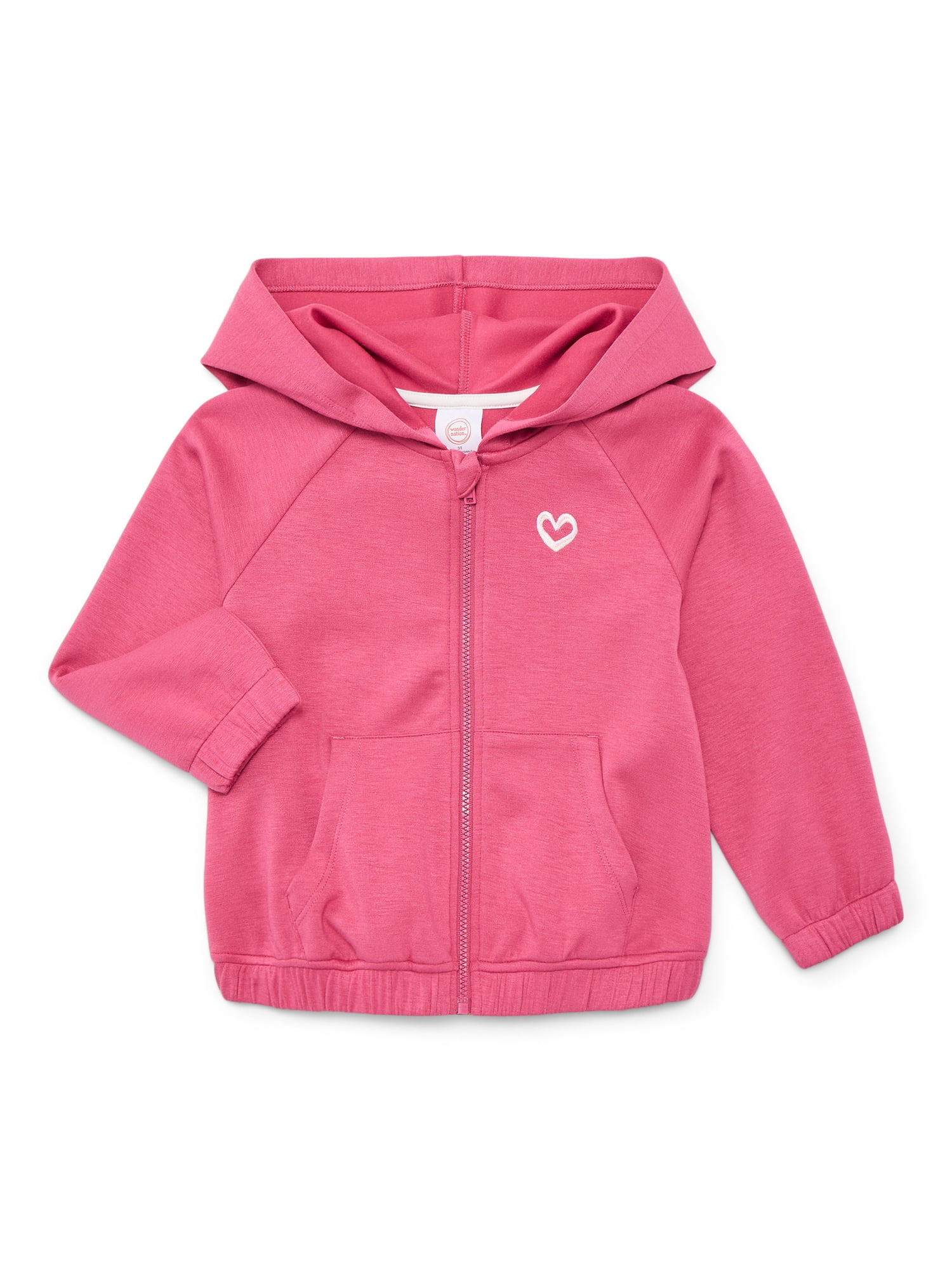 Wonder Nation Toddler Girls Full Zip Hoodie, Sizes 12M-5T