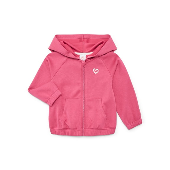 Wonder Nation Toddler Girls Full Zip Hoodie, Sizes 12M-5T