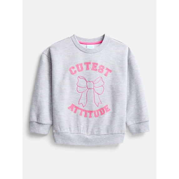 Wonder Nation Toddler Girls Graphic Crewneck Pullover with Long Sleeves, Sizes 12M-5T