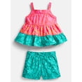 thumbnail image 1 of Wonder Nation Toddler Girls' Tiered Tank Top and Shorts Set, 2-Piece, Sizes 12M-5T, 1 of 7