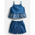 thumbnail image 1 of Wonder Nation Toddler Girls Scalloped Tank Top and Matching Shorts Set, 2-Piece, Sizes 12M-5T, 1 of 7