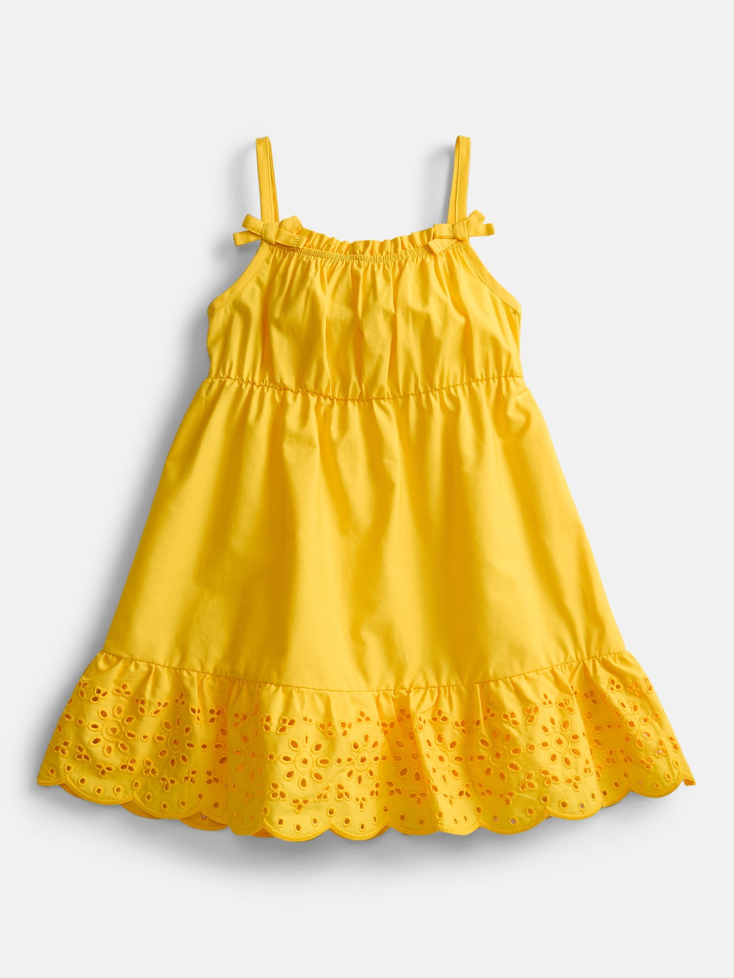 Wonder Nation Toddler Girls Sleeveless Cotton Dress with Scalloped Edge, Sizes 12M-5T