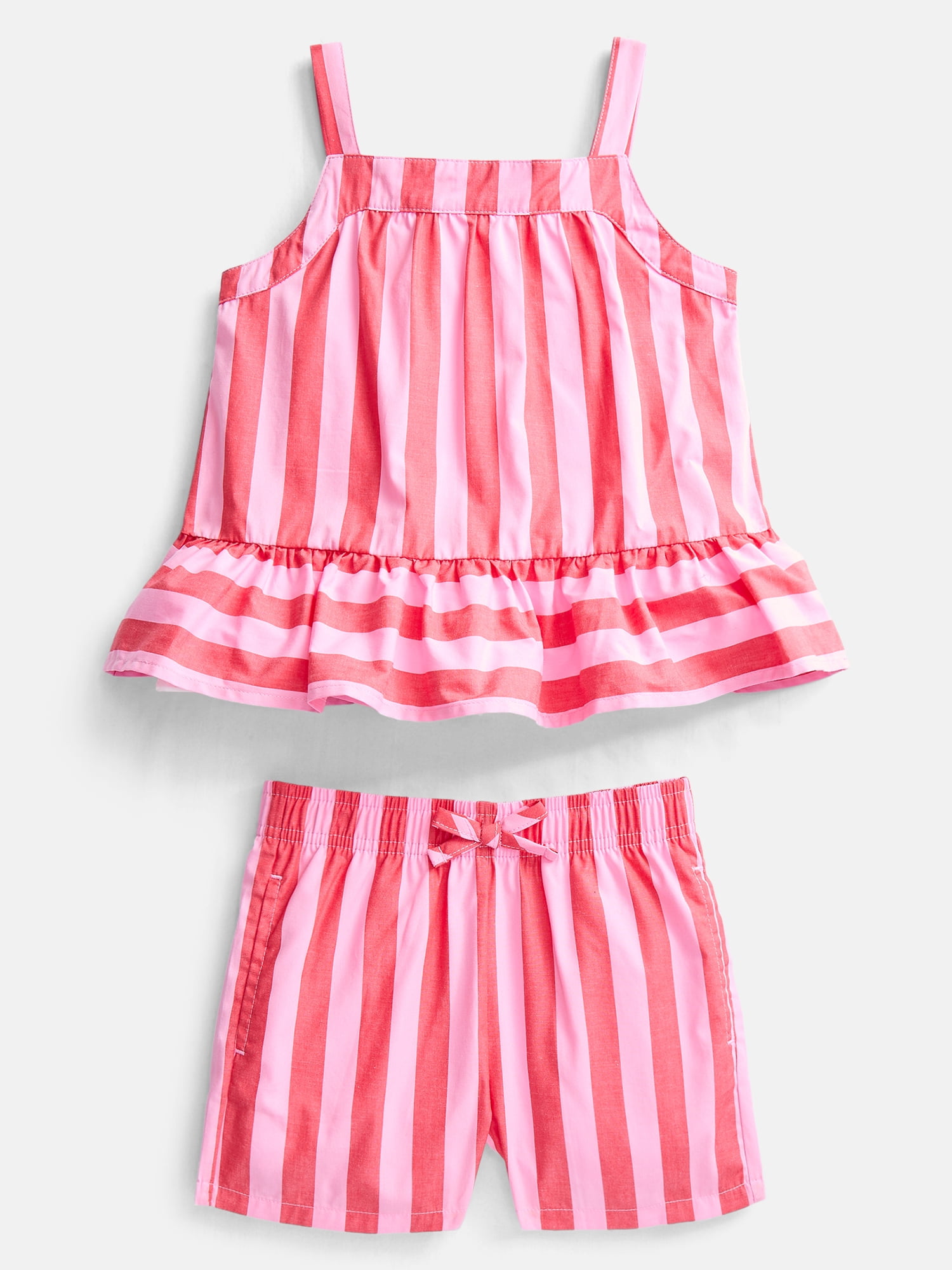 Wonder Nation Toddler Girls' Striped Tank Top and Shorts Set, 2-Piece, Sizes 12M-5T