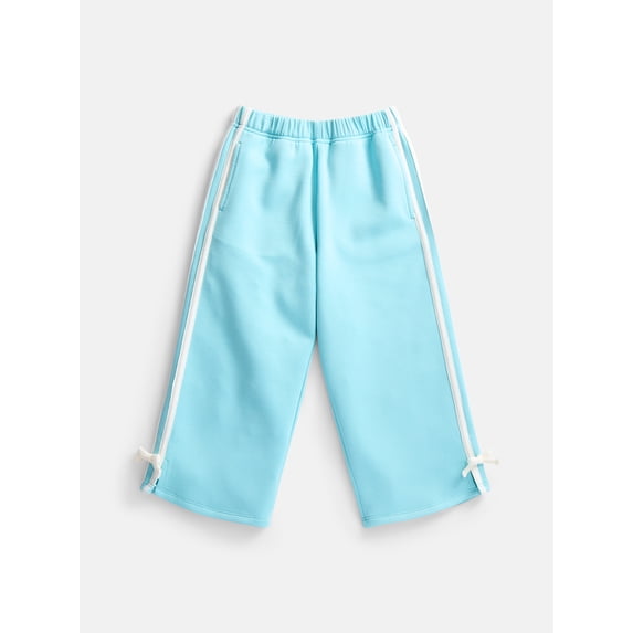 Wonder Nation Toddler Girls Wide Leg Athletic Pants with Side Stripe and Bow, Sizes 12M-5T