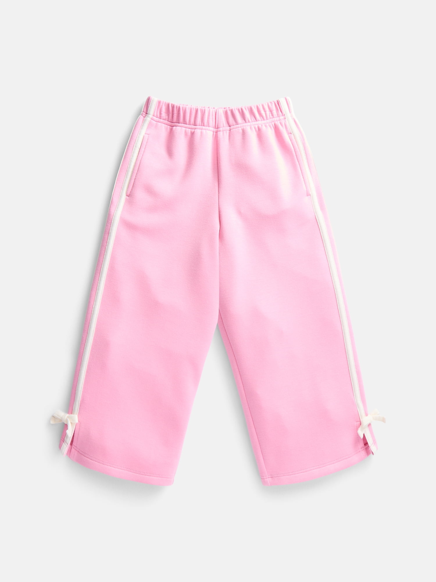 Wonder Nation Toddler Girls Wide Leg Athletic Pants with Side Stripe and Bow, Sizes 12M-5T
