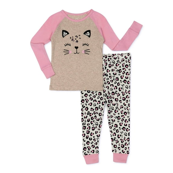 Wonder Nation Toddler Girls' Cheetah Cotton Sleep Set, 2 Piece