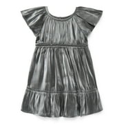 WONDER NATION Toddler Girls' Foil Print Party Dress with Flutter Sleeves, Sizes 12M- 5T