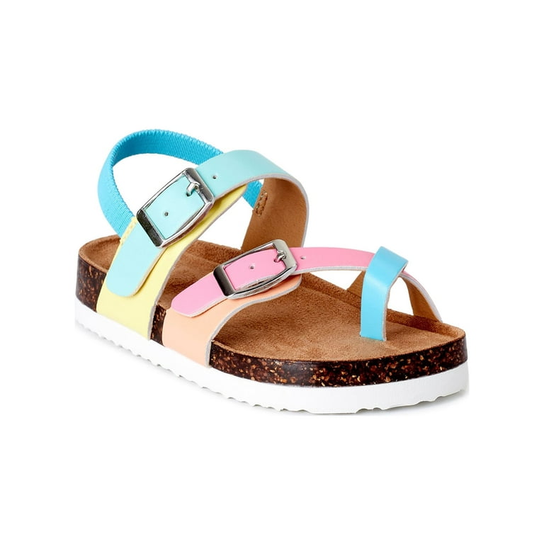 Wonder Nation Toddler Girls Colorblock Toe Post Back Strap Footbed