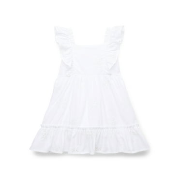 Wonder Nation Toddler Girls' Cotton Eyelet Dress with Flutter Sleeves, Sizes 12M-5T