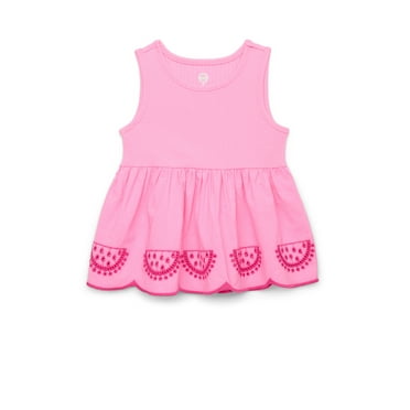 Wonder Nation Toddler Girls Cotton Eyelet Peplum Tank Top, Sizes 12M-5T