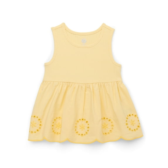 Wonder Nation Toddler Girls Cotton Eyelet Peplum Tank Top, Sizes 12M-5T