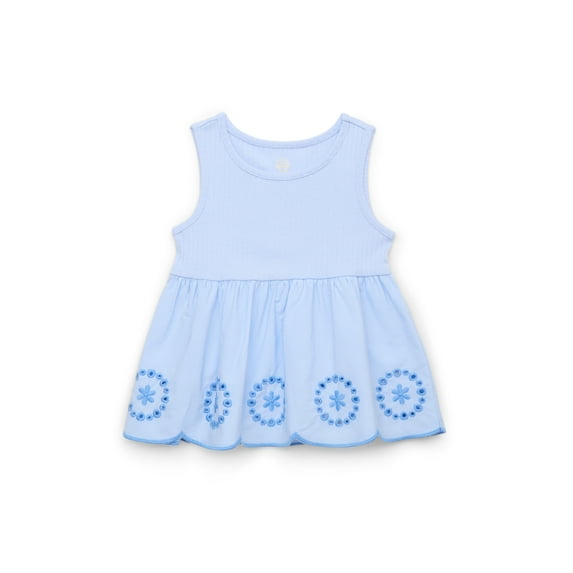 Wonder Nation Toddler Girls Cotton Eyelet Peplum Tank Top, Sizes 12M-5T