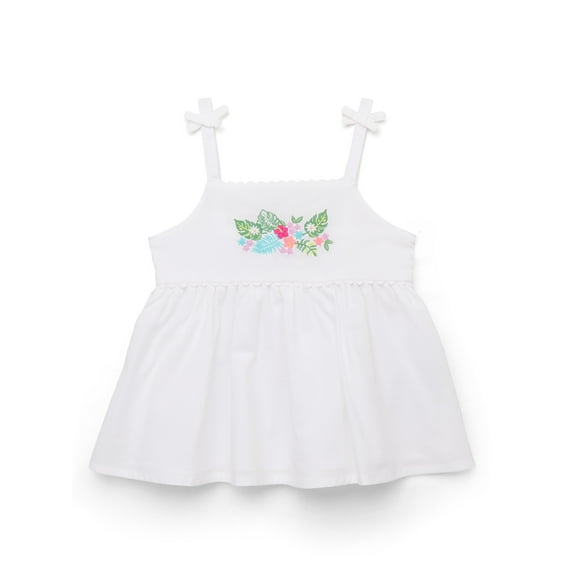 Wonder Nation Toddler Girls Cotton Peplum Cami Top with Embroidery, Sizes 12M-5T