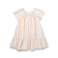 thumbnail image 1 of Wonder Nation Toddler Girls' Cotton Ruffle Striped Dress with Short Sleeves, Sizes 12M-5T, 1 of 3