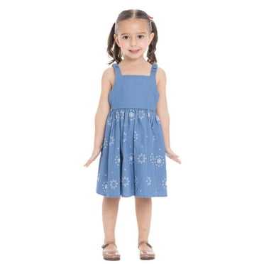 Wonder Nation Toddler Girls Cotton Sleeveless Floral Embroidered Dress, Sizes 12M-5T