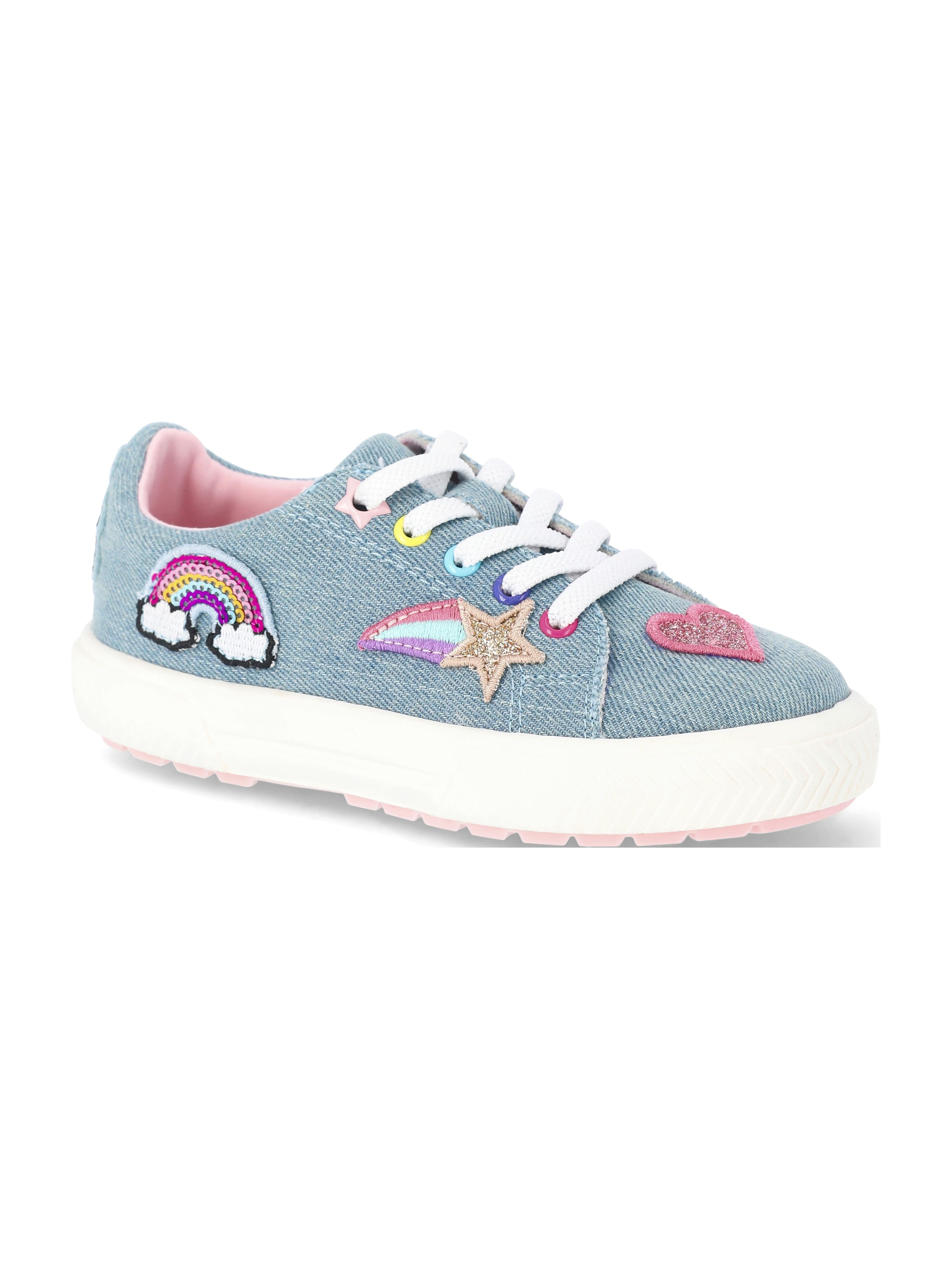 yunn⭐︎kids LIFE Wonder Nation Toddler Girls Denim Low Court Sneakers with Patches