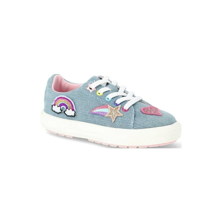 Wonder Nation Toddler Girls Denim Low Court Sneakers with Patches
