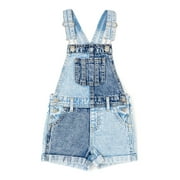 WONDER NATION EB Wonder Nation Toddler Girls Denim Shortall, Sizes 2 Toddler-18 Months