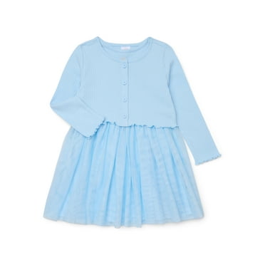 Wonder Nation Toddler Girls Tutu Dress and Ribbed Cardigan Set, 2-Piece, Sizes 12M-5T