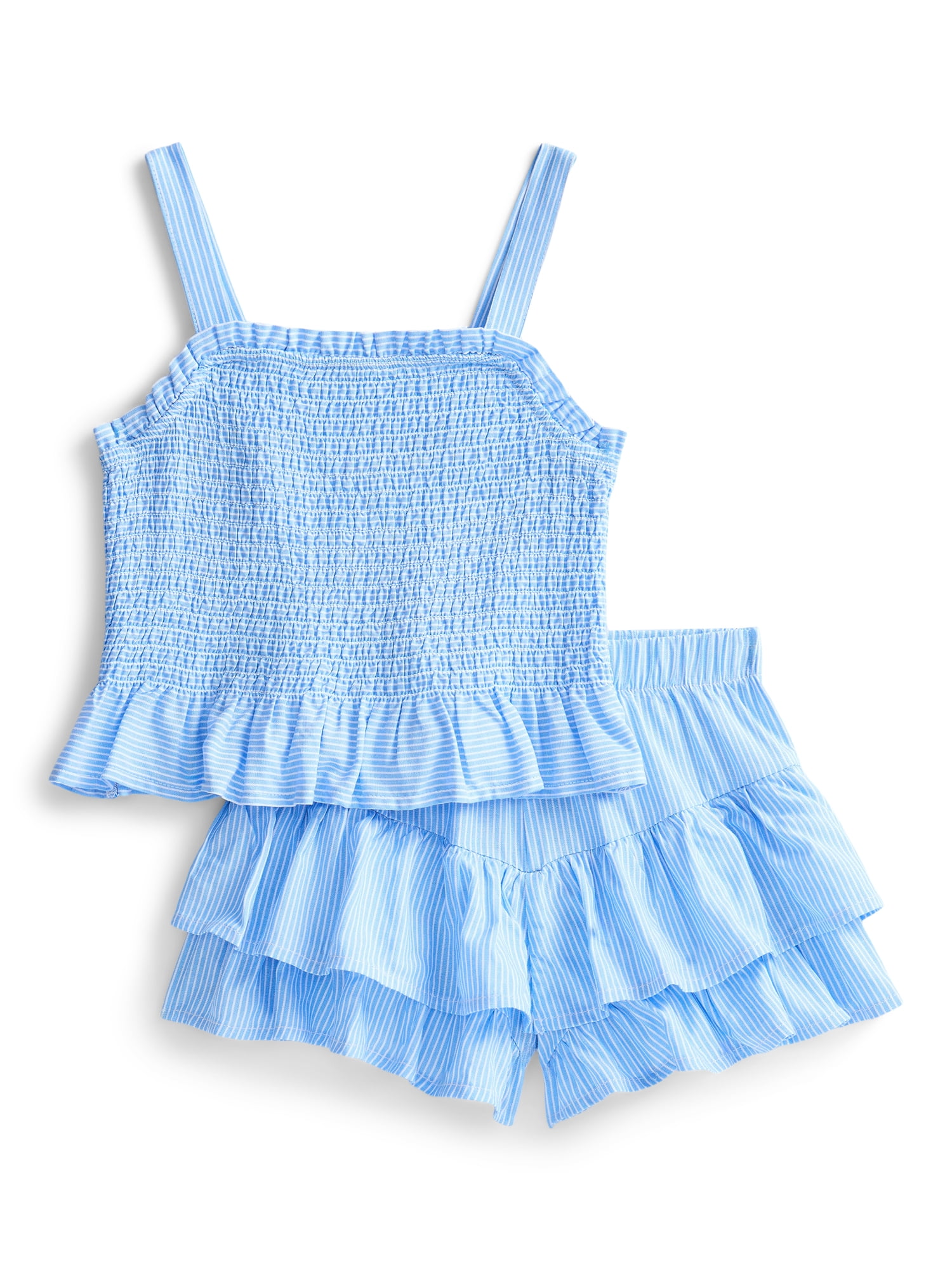 Wonder Nation Toddler Girls Patriotic Tank Top and Shorts Outfit Set, 2-Piece, Sizes 12M-5T