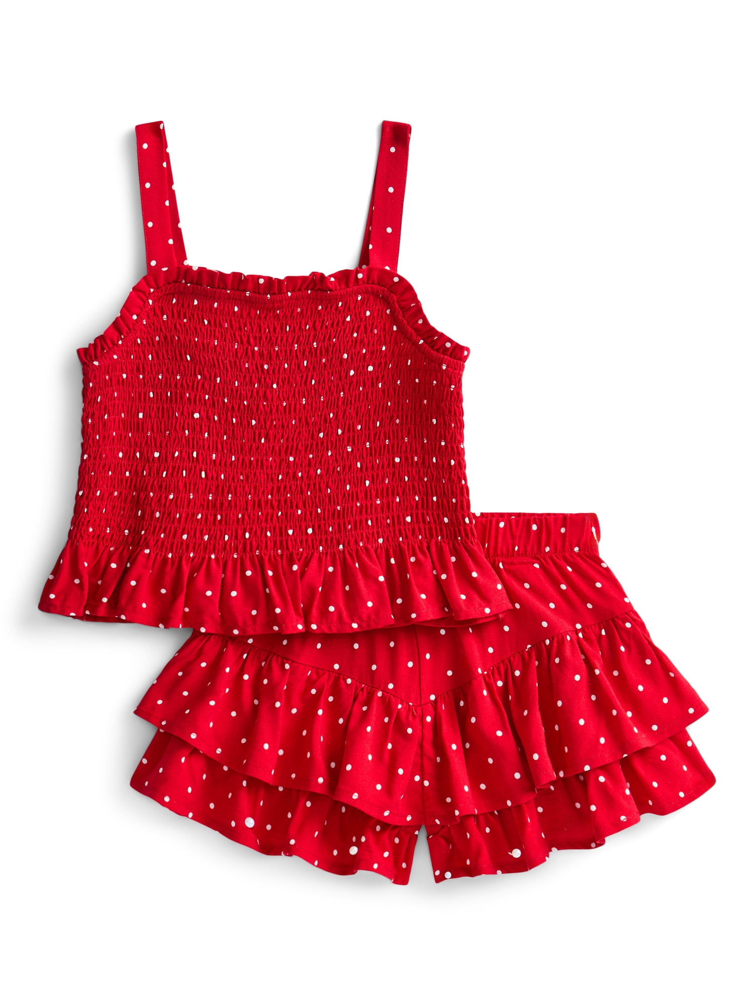 Wonder Nation Toddler Girls Patriotic Tank Top and Shorts Outfit Set, 2-Piece, Sizes 12M-5T