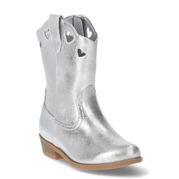 Wonder Nation Toddler & Girls Fashion Metallic Heart Cowgirl Western Boot