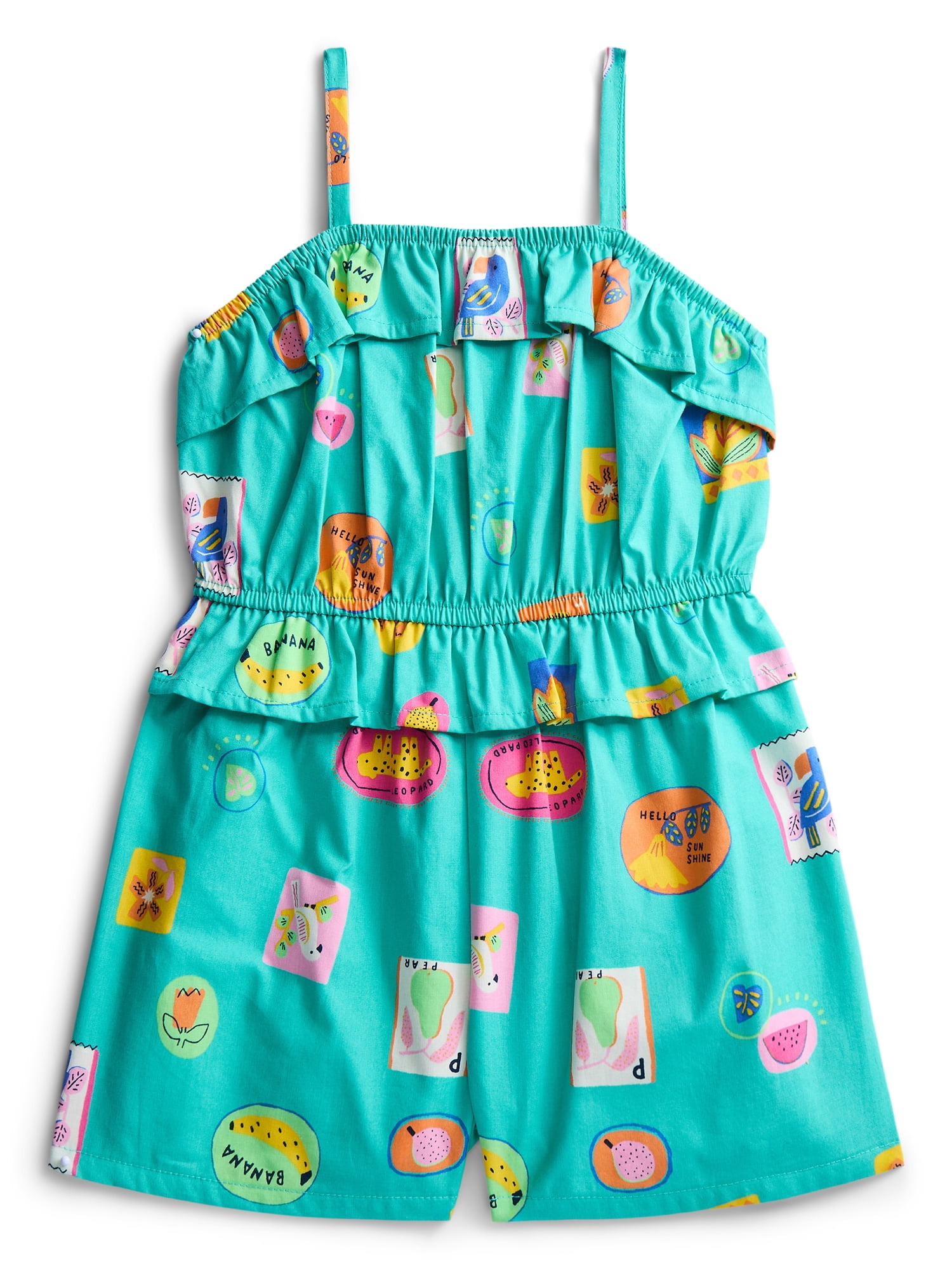Wonder Nation Toddler Girls Printed Fashion Romper, Sizes 12M-5T