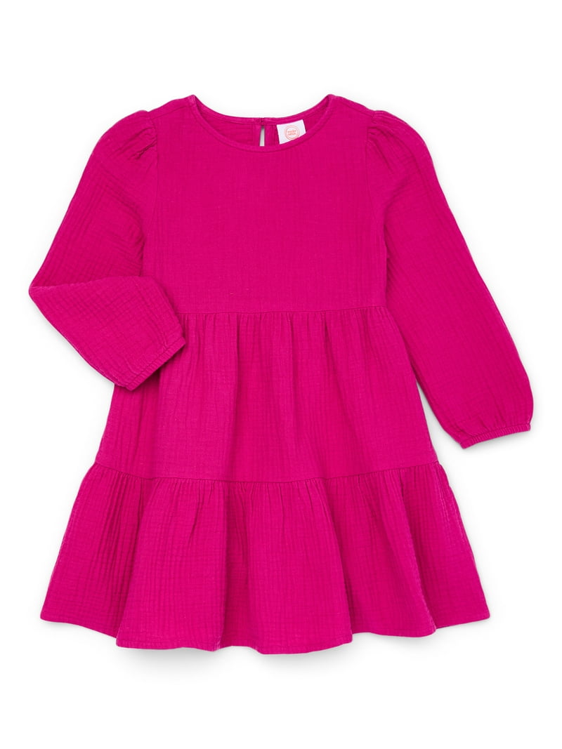 Wonder Nation Toddler Girls Fit and Flare Dress with Long