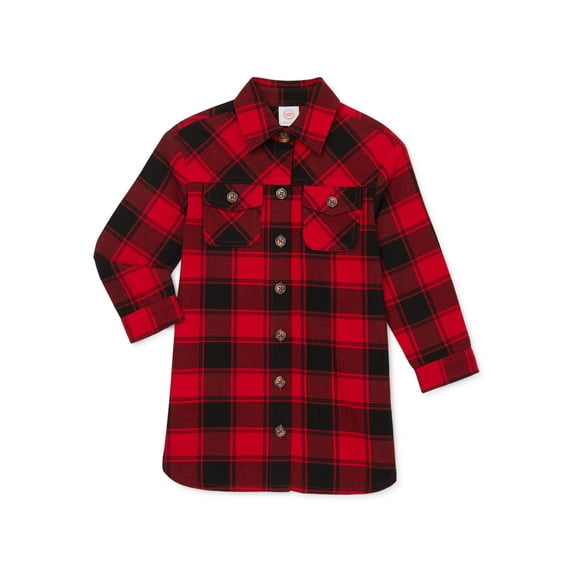 Wonder Nation Toddler Girls Flannel Dress, Sizes 12M-5T