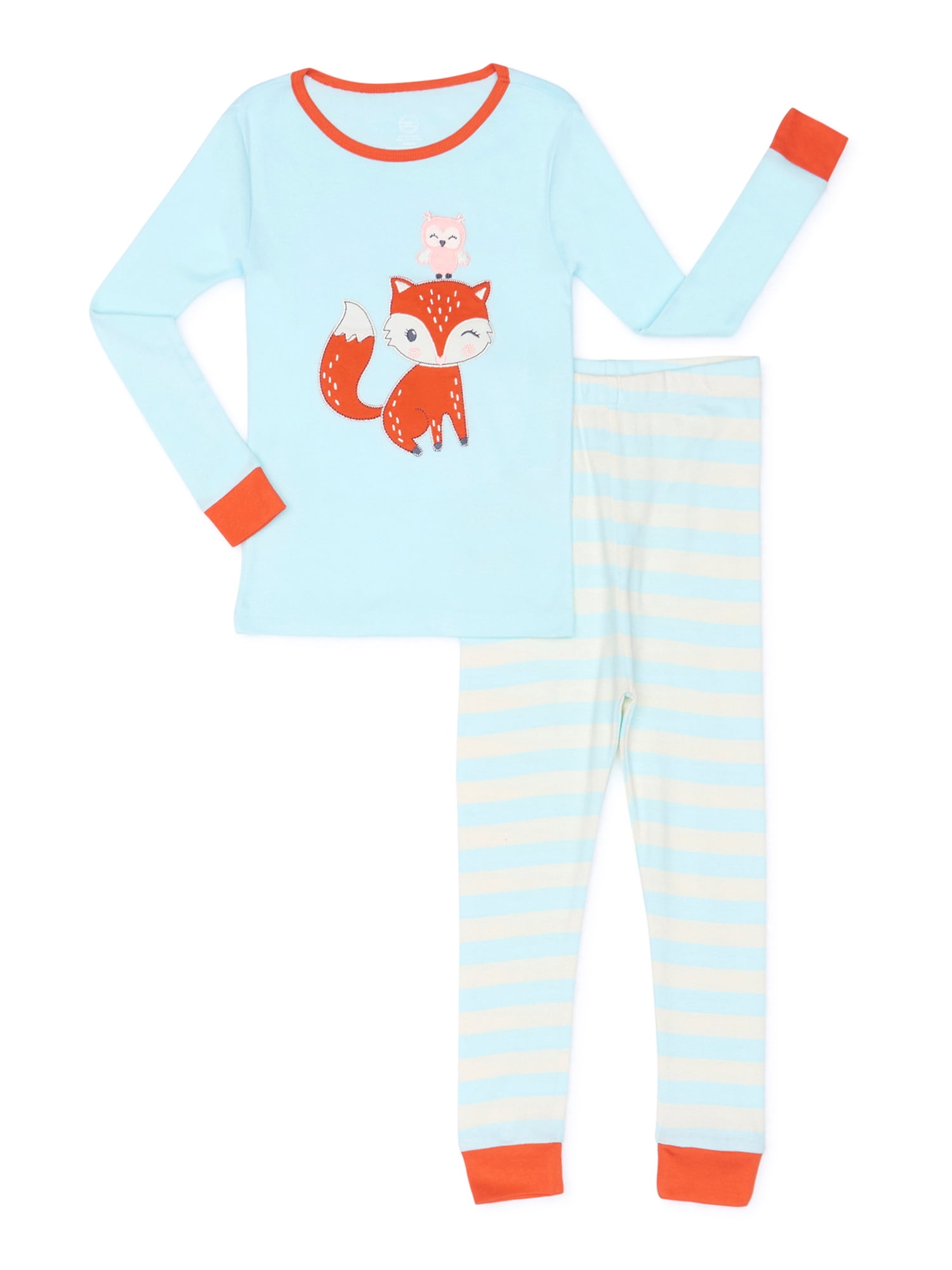 Wonder Nation Toddler Girls' Fox Cotton Sleep Set, 2 Piece