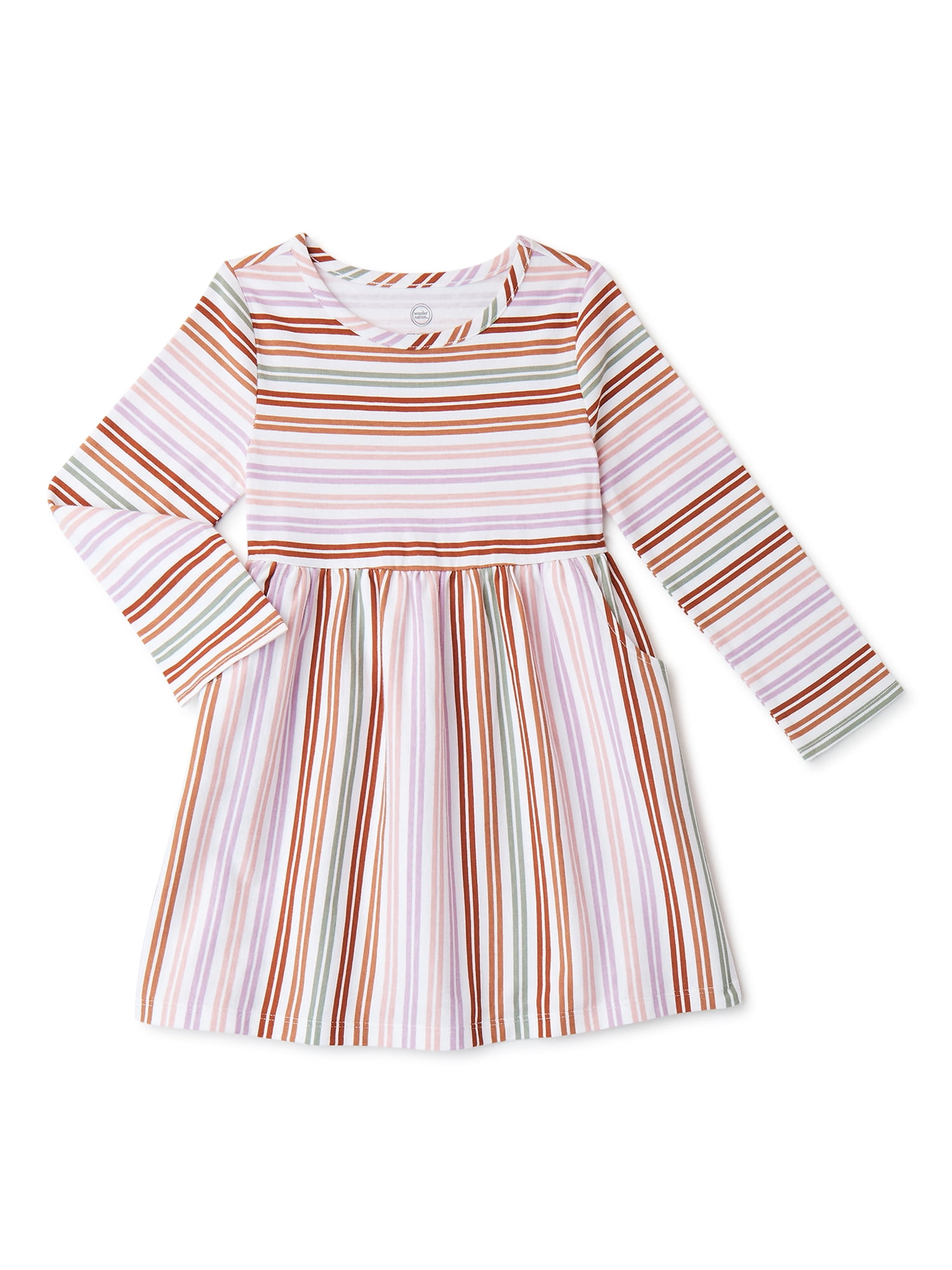 Wonder Nation Toddler Girls' Knit Dress with Long Sleeves