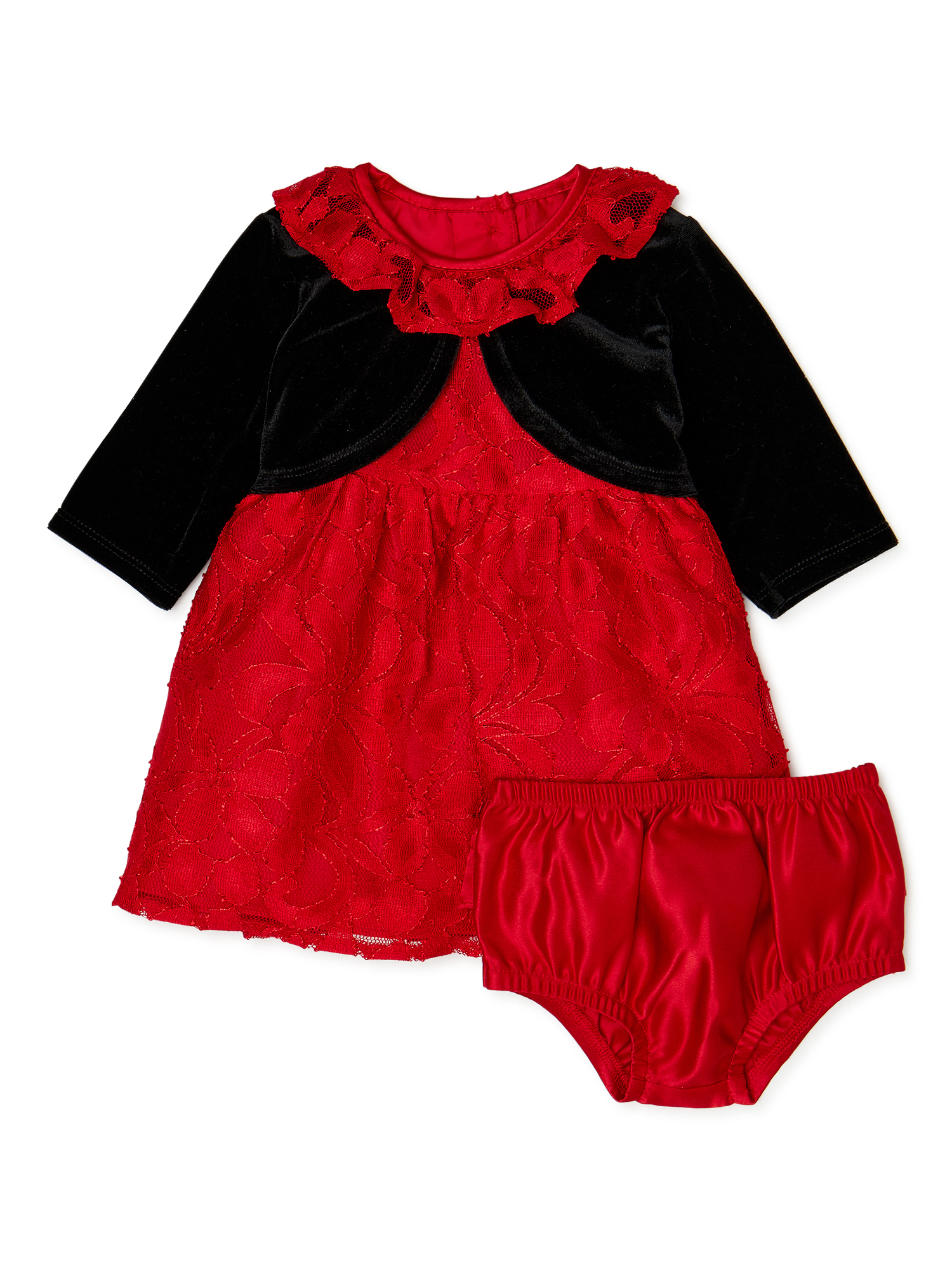 Wonder Nation Toddler Girls Lace Christmas Dress & Velvet Shrug, 2-Piece Set, Sizes 2T-5T - image 1 of 5