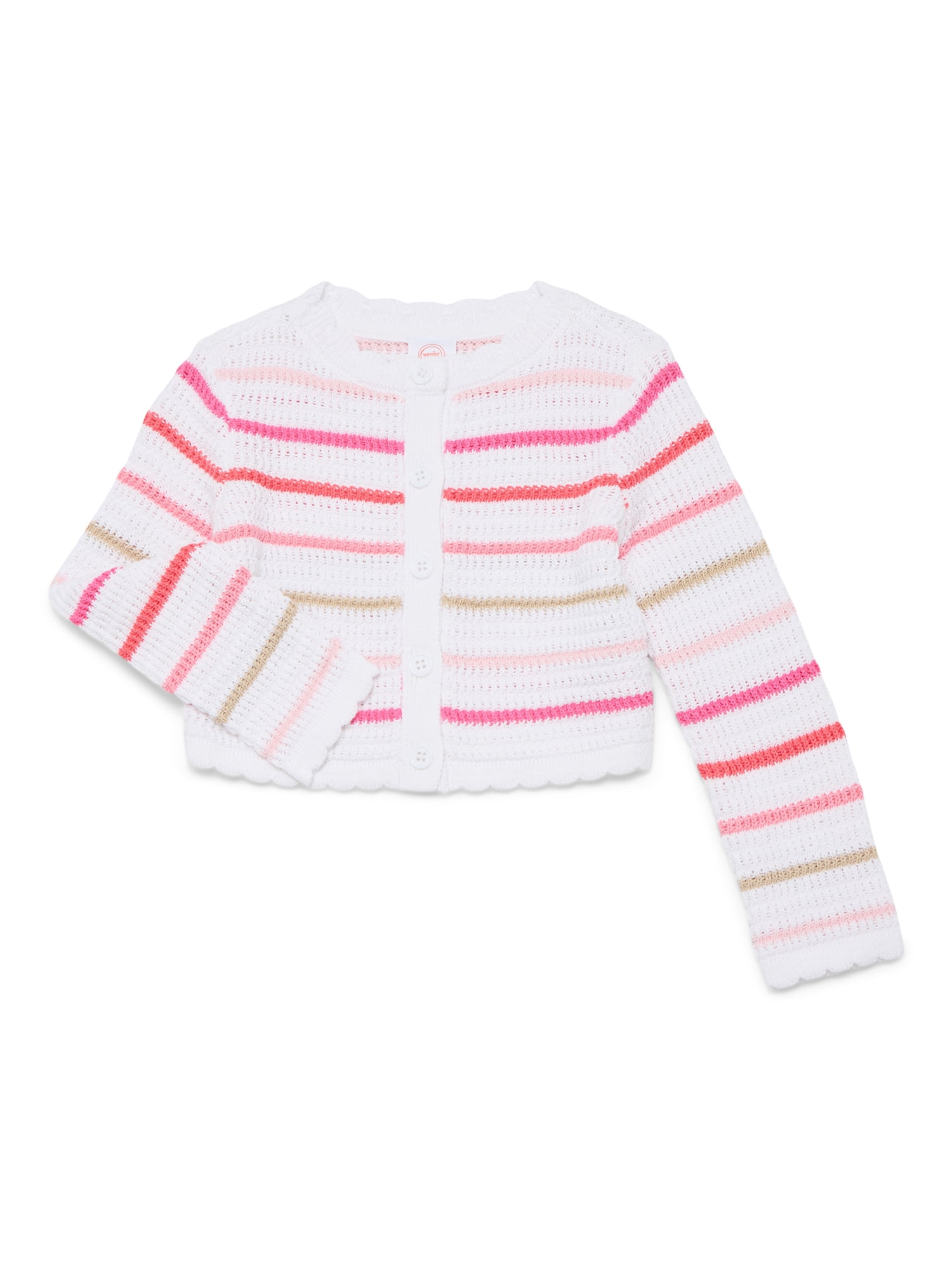 Wonder Nation Toddler Girls Crewneck Cardigan with Long Sleeves, Sizes 12M-3T